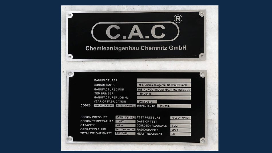 Stainless steel name plates
